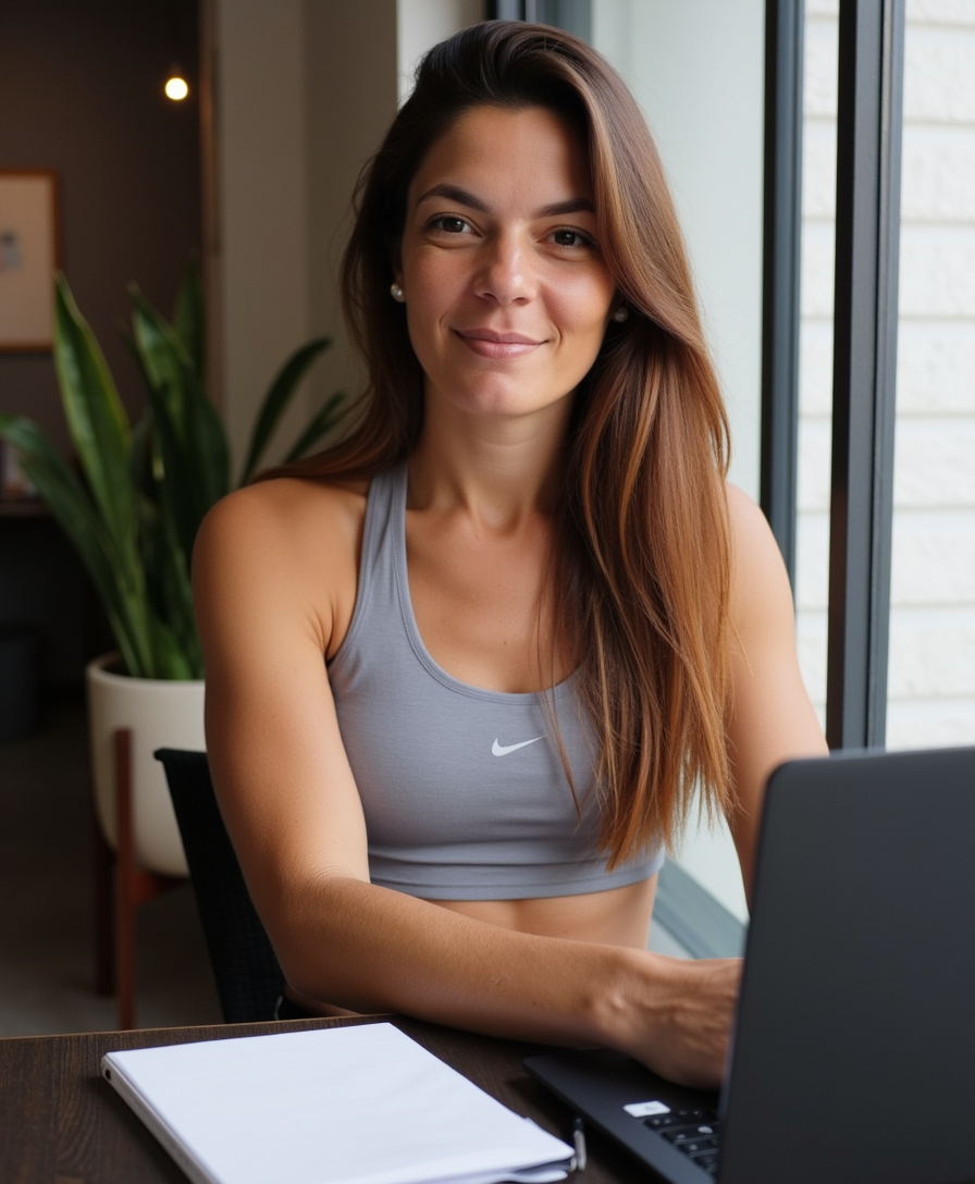 Victoria mostrando ejercicios de glúteos en casa